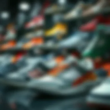 Diverse brands of sports shoes displayed