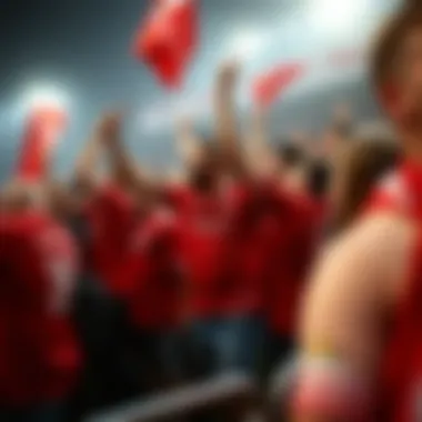 Fans celebrating with the 100th-year jersey