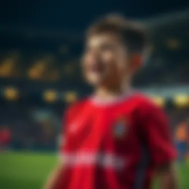 A child wearing a Galatasaray jersey while playing football