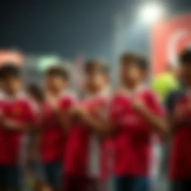 Group of children showing their Galatasaray jerseys