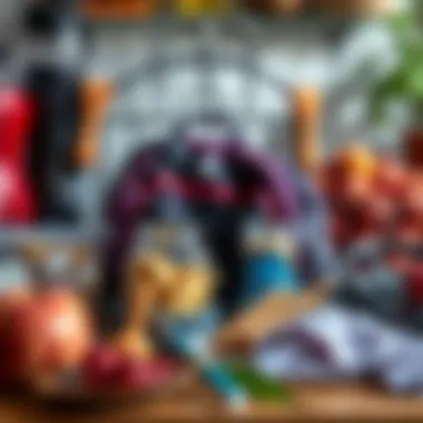 A vibrant display of healthy snacks and sports gear