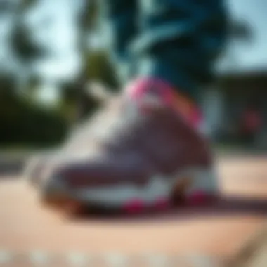 Close-up of healthy shoe features for children