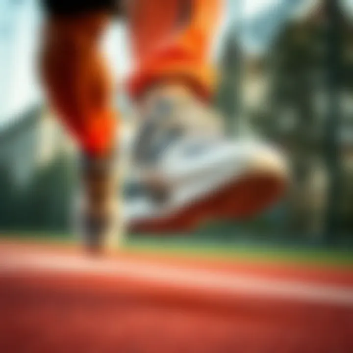 An athlete wearing Hummel sneakers during a dynamic sports activity