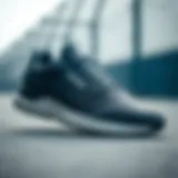 Stylish gray sports shoe showcasing design and features