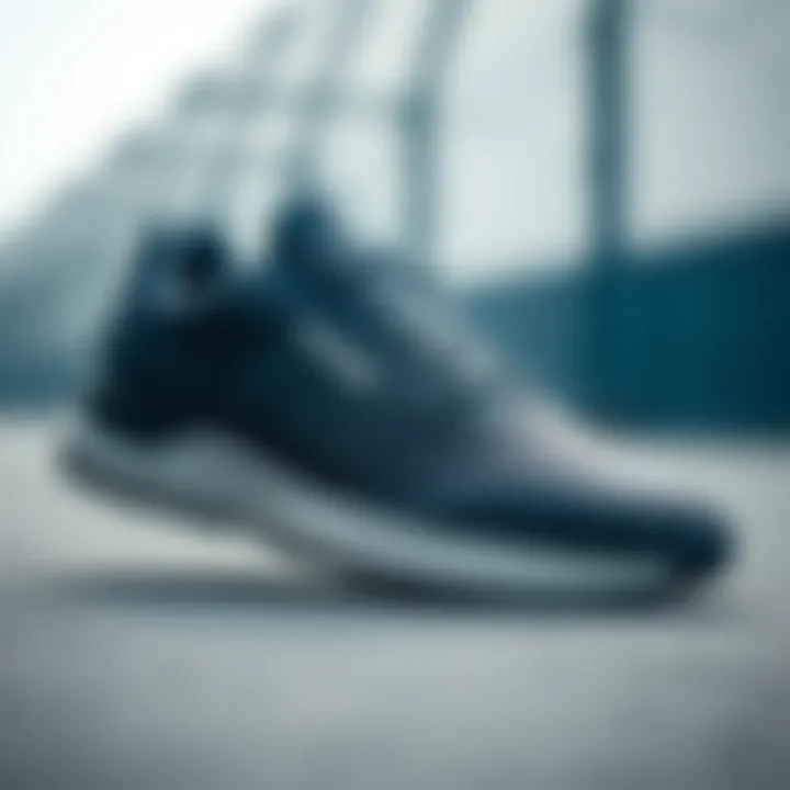 Stylish gray sports shoe showcasing design and features