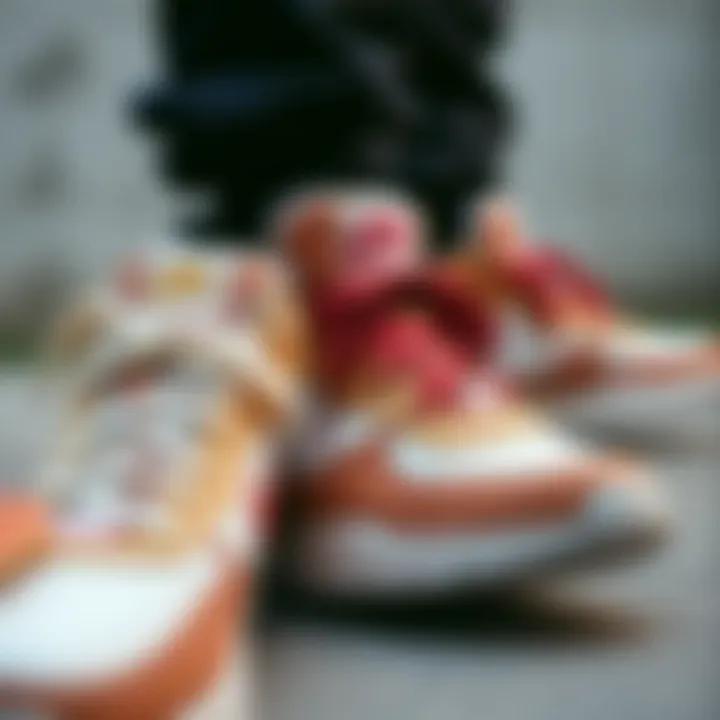 A close-up of iconic 80s sneaker details and textures