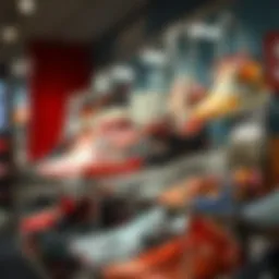 Stylish women's sports shoes on display