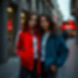 Stylish women's sports coat in an urban setting