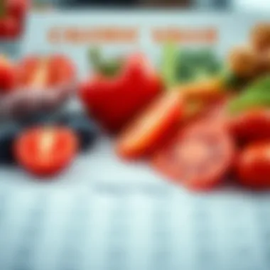 Nutritional chart displaying caloric values