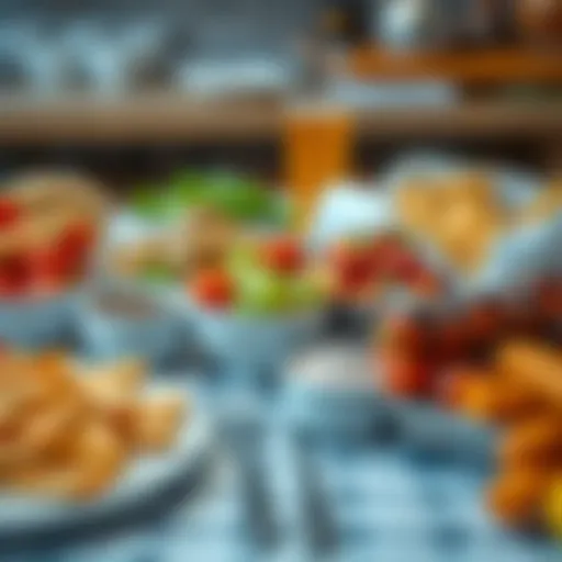 High-calorie food variety on a table