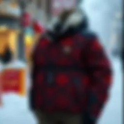 Stylish winter coat with a vibrant pattern