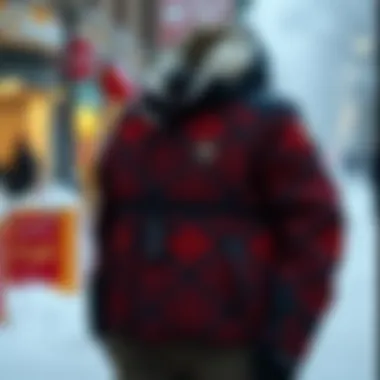 Stylish winter coat with a vibrant pattern