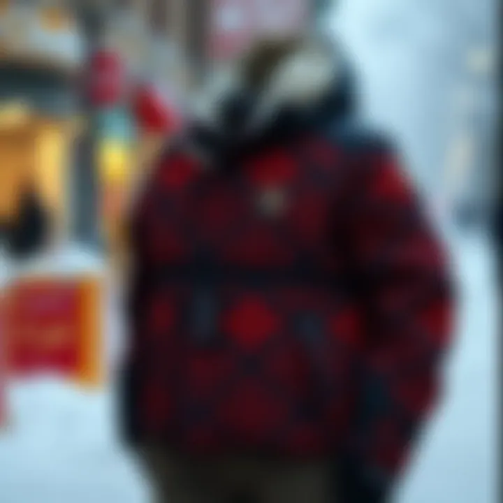 Stylish winter coat with a vibrant pattern