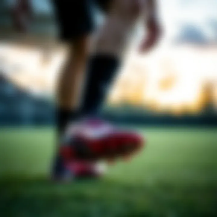 Athlete trying on football cleats