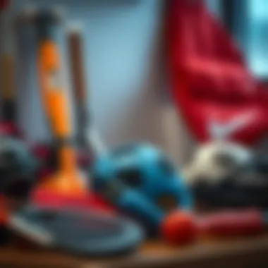 A collection of personalized sports equipment