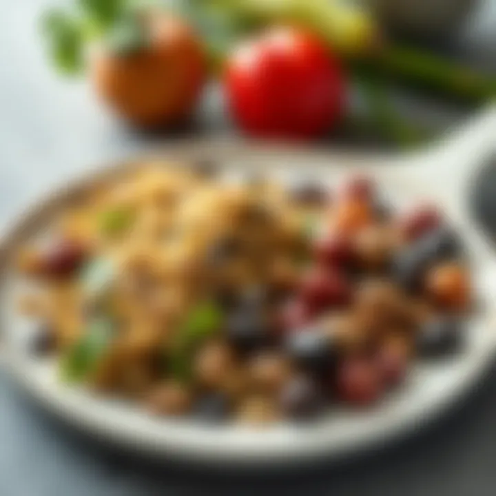 A plate with quinoa and legumes, highlighting plant-based options