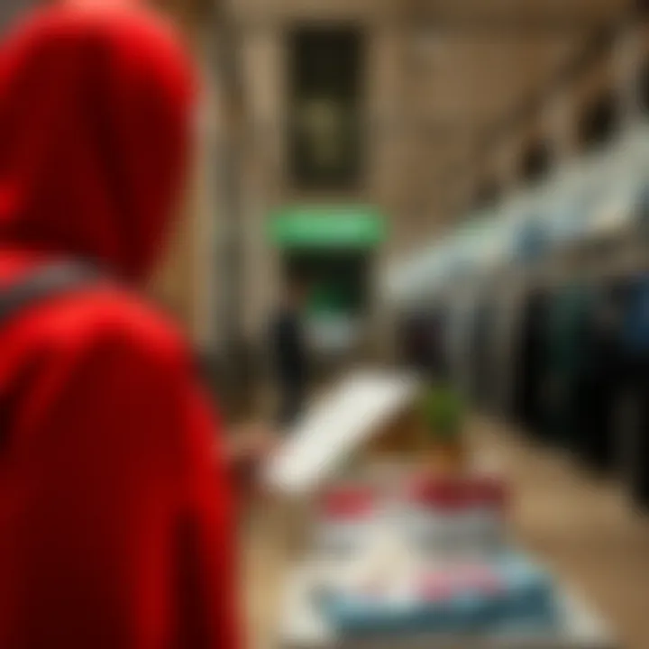 Exploring Lacoste's Latest Collection Customer browsing through Lacoste's latest sports collection.