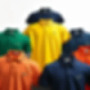 A stylish arrangement of various Lacoste Polo T-Shirt colors and designs