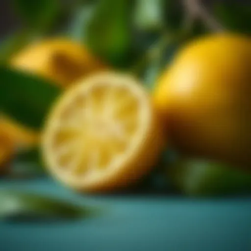 Fresh lemon cut in half showcasing its juicy interior