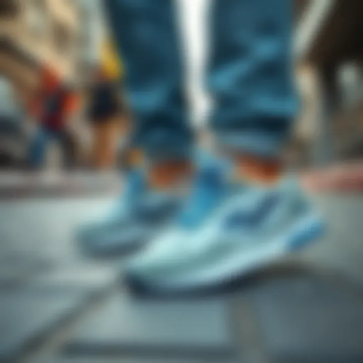 Lotto Sports Shoes with Casual Wear Lotto sports shoes paired with casual wear in an urban setting