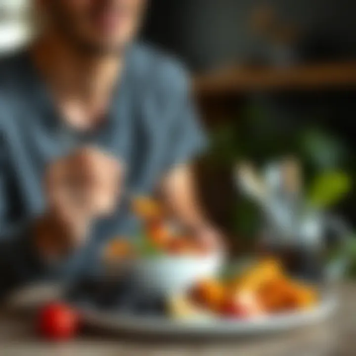 A person enjoying a balanced meal with fresh ingredients