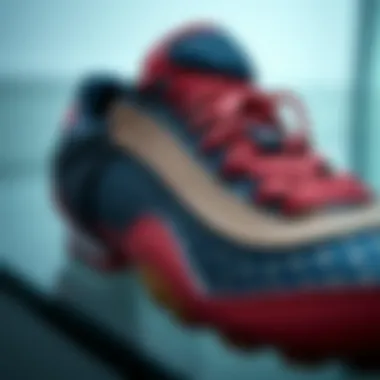 A close-up of sneaker design details