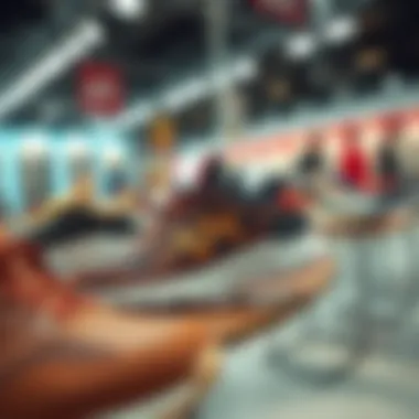 Modern athletic shoes on display