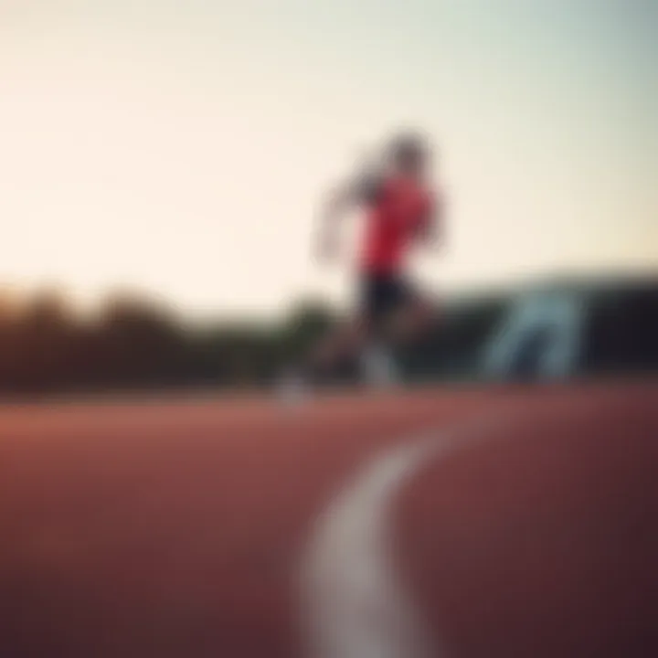 An athlete in motion wearing Nike shoes, highlighting performance.