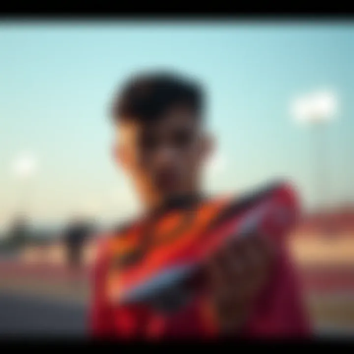 Dynamic young athlete showcasing Nike's latest shoe design.