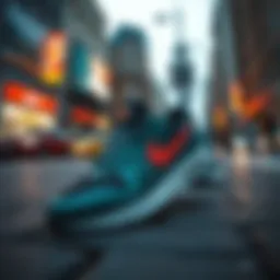 Stylish Nike Air Deldon shoes on a city street