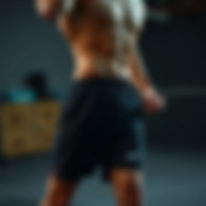 Dynamic athlete wearing black Nike shorts during a workout