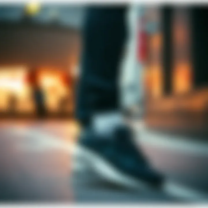 Trendy outfit featuring Nike black sneakers in urban setting