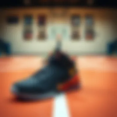 Basketball court with Nike footwear displayed