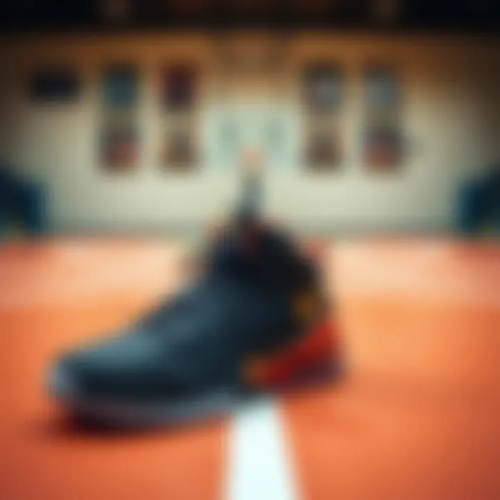 Basketball court with Nike footwear displayed