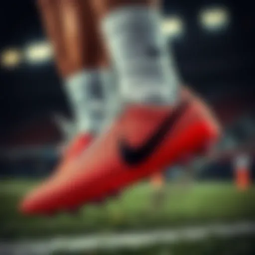 Dynamic view of a football player showcasing Nike turf shoes in motion