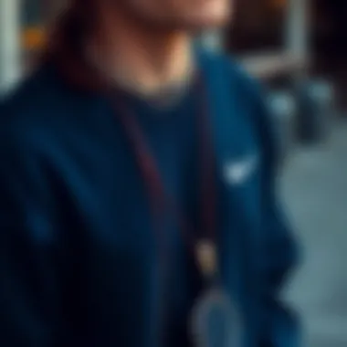 Trendy accessories paired with Nike navy sweatshirt