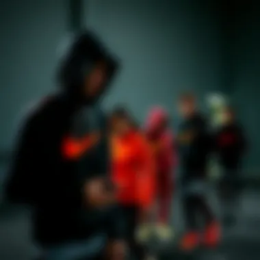 A group of individuals wearing Nike upper tracksuits while engaging in a group workout.