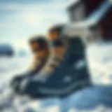 Durable North Face children's boots in snowy environment