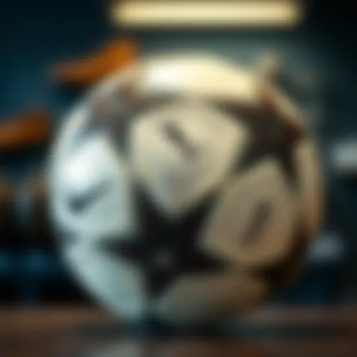 Craftsmanship of Original Football Detailed view of a professional football showcasing its craftsmanship