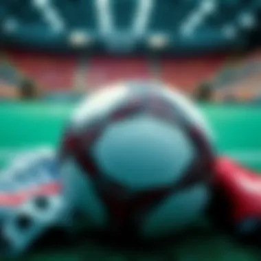 A collection of sports gear, including the original football, highlighting its integration with sports apparel