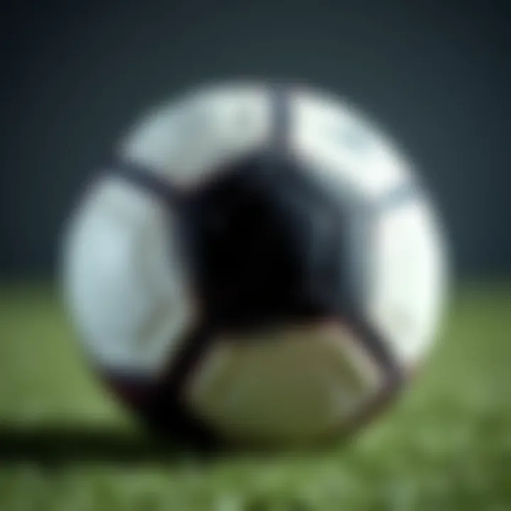 A close-up of the football's surface illustrating its material and texture