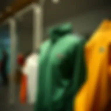 A collection of Lacoste sports apparel displayed elegantly