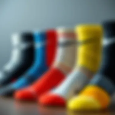 A collection of original Nike socks with various colors and designs.