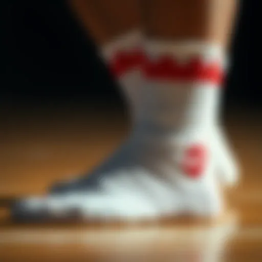 A close-up view of Nike socks showcasing intricate design and quality material.