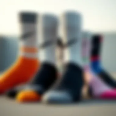 Nike socks displayed in a stylish arrangement highlighting their fashion appeal.