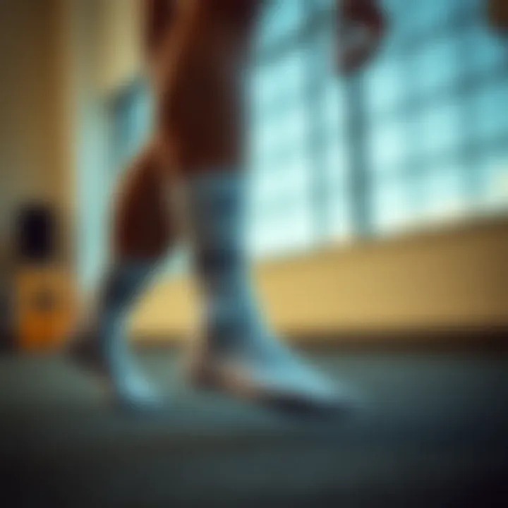 An athlete wearing Nike socks during an intense workout session.