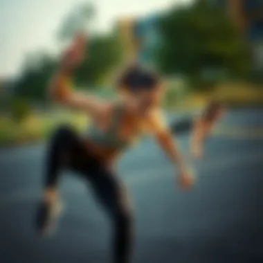 Dynamic athlete engaging in an outdoor workout