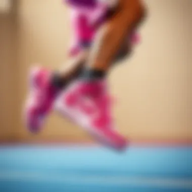 Athlete in action wearing pink Nike Jordan sneakers