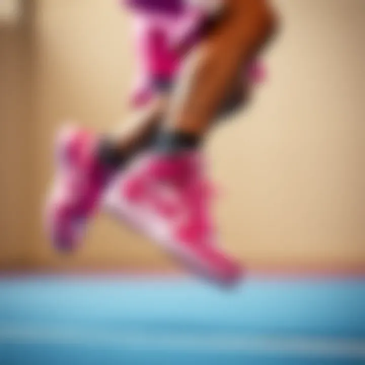 Athlete in action wearing pink Nike Jordan sneakers