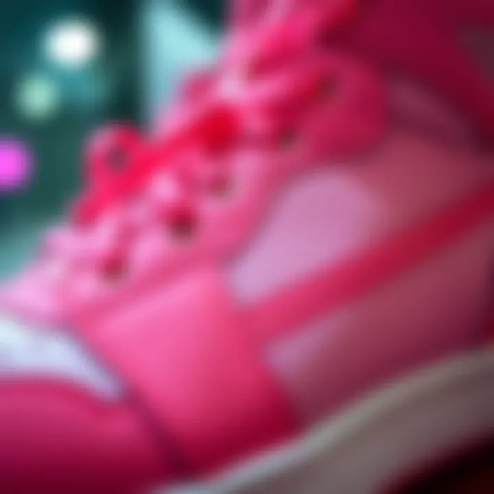 Close-up of pink Nike Jordan shoes highlighting design details